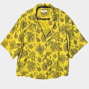 Saunders Collective X RTR Rox Floral Paisley Button Top Yellow 8 Artsy Resort
